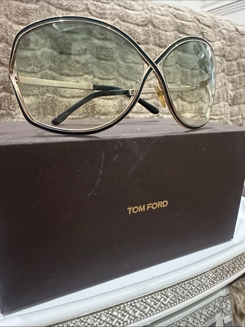 TOM FORD Women's Gold & Black Sunglasses with smoke Lenses